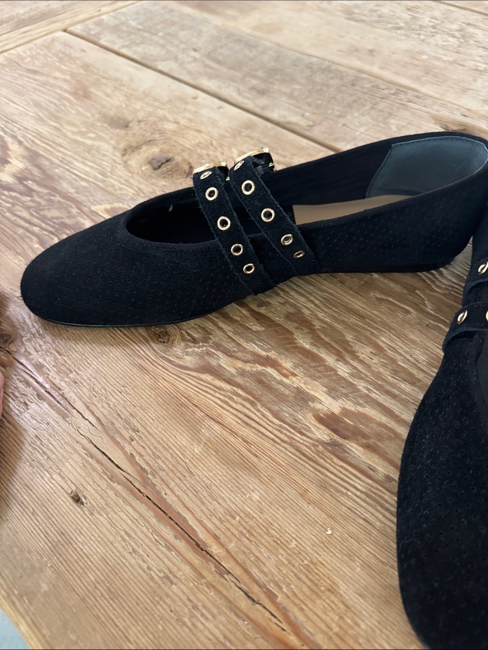 Dolce Vita Black Double-Strap Mary Jane Flats with Gold Buckles - Picture 3 of 6